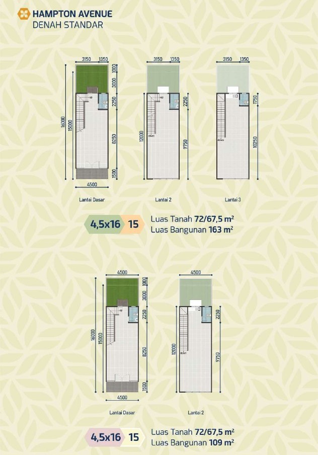 layout ruko hampton avenue standar